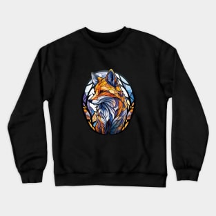 Fox Animal Portrait Stained Glass Wildlife Outdoors Adventure Crewneck Sweatshirt